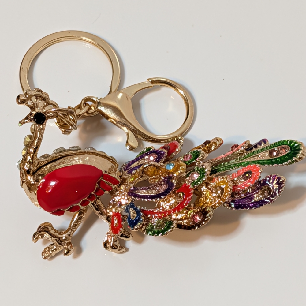 Colorful Peacock Keychain